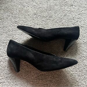 Robert Clergerie Women’s Size 9.5 Black Suede Leather Croc Embossed Heels Pumps